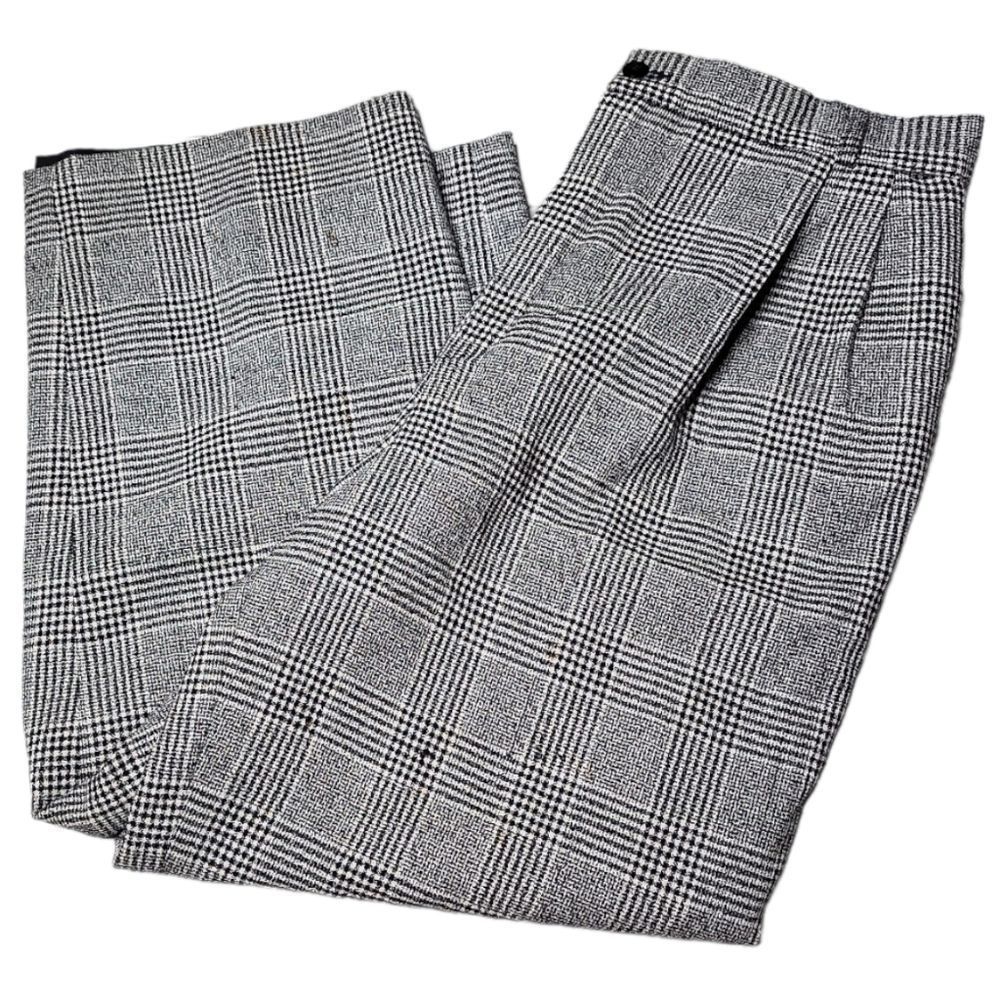 Vintage Giorgio Sant'Angelo Houndstooth Pant Wool High Waist 90s trousers